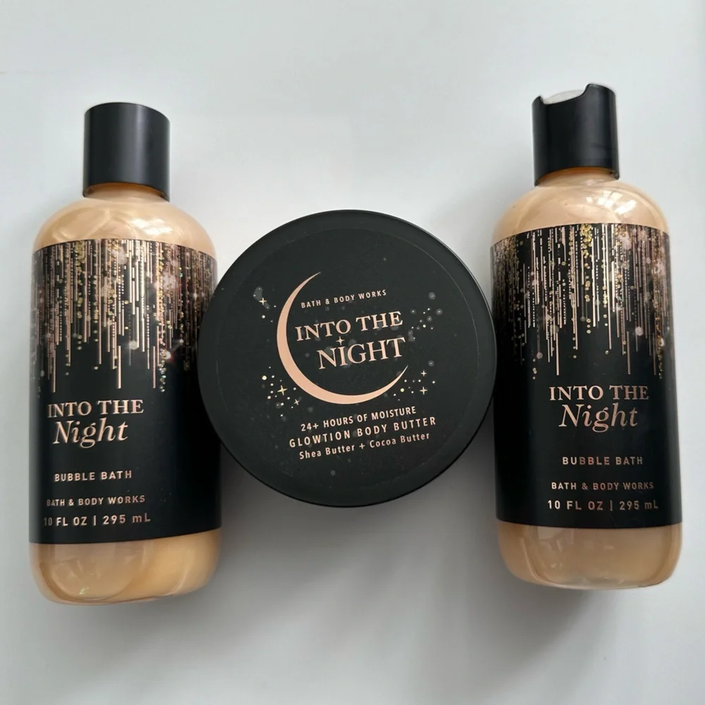 3 INTO THE NIGHT bubble bath & Whipped Glow-tion
